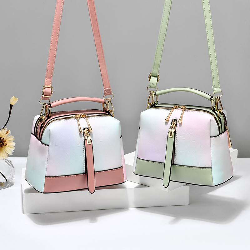 Gradient color PU leather bag for women, 2022 new style fashionable single-shoulder bag, trendy women's crossbody bag, candy-colored handbag details Picture