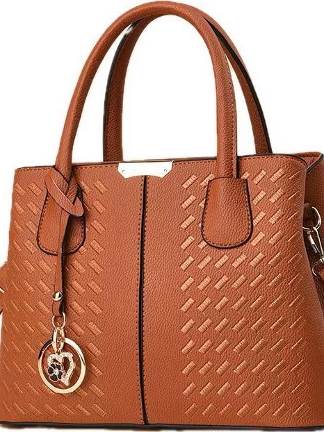 New fashionable and casual handbag, soft leather embroidered thread, middle-aged mother bag, cross-border women's bag, wear-resistant, high-quality, simple and lightweight Application Scenario