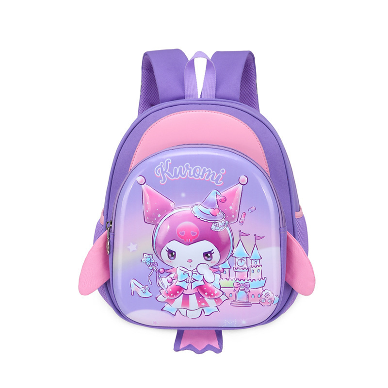 The new children's schoolbag is a cute cartoon Kuromi backpack for girls aged 3 to 6. It is a lightweight and weight-reducing backpack Item Picture