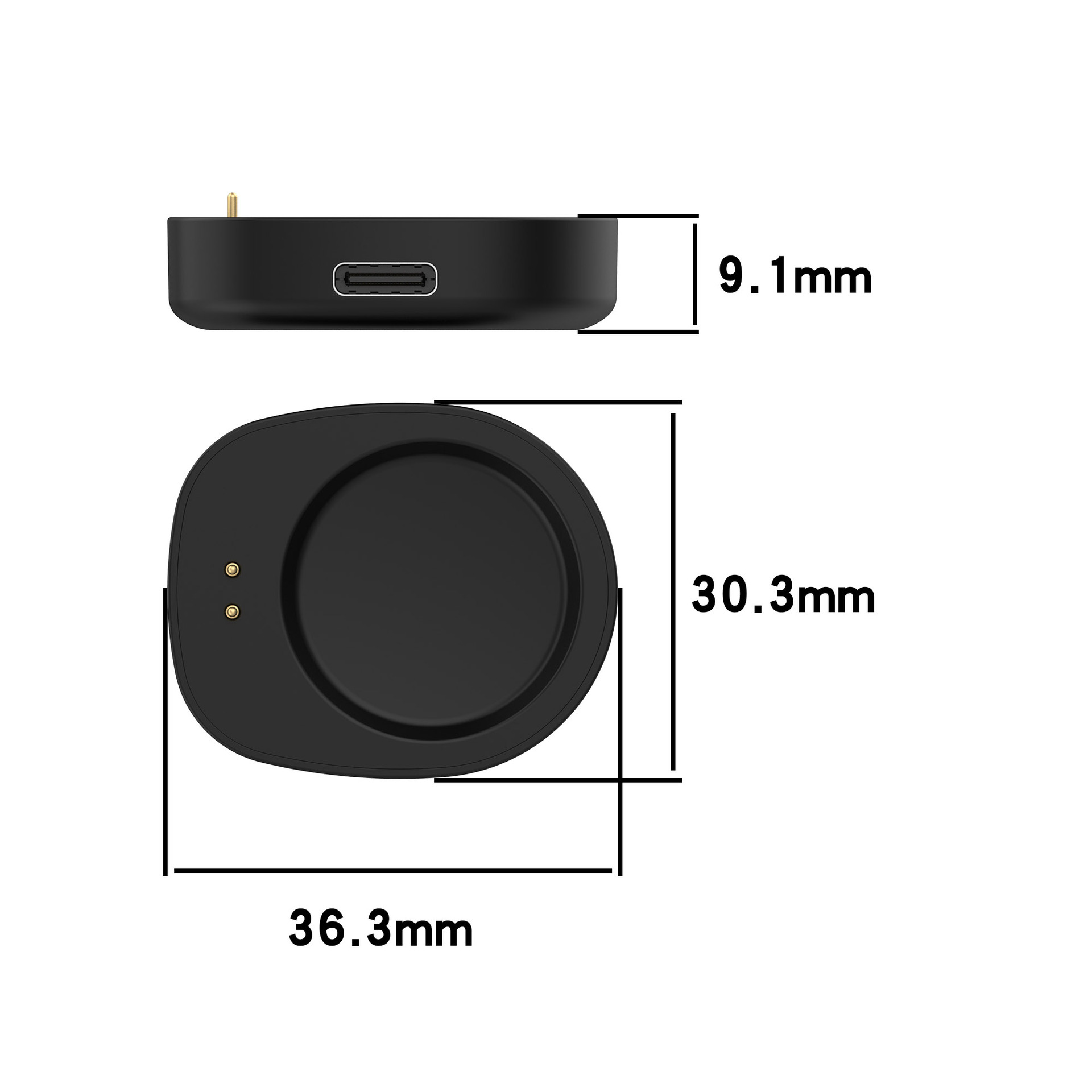 This is suitable for the Yuewo Huami Balance(A2286) charging cable adapter and Huami T-Rex3 watch charging cable Specification drawing