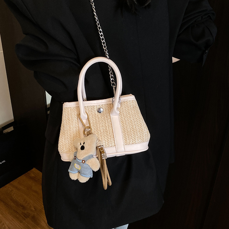 Fashionable patchwork woven handbag for women, new Spring/Summer 2025, trendy, versatile, casual, large-capacity single-shoulder crossbody bag details Picture