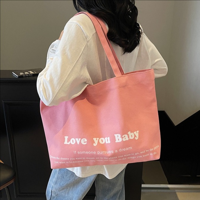 2025 New student class large-capacity commuter tote bag, women's letter fashionable solid color casual underarm single-shoulder bag full figure