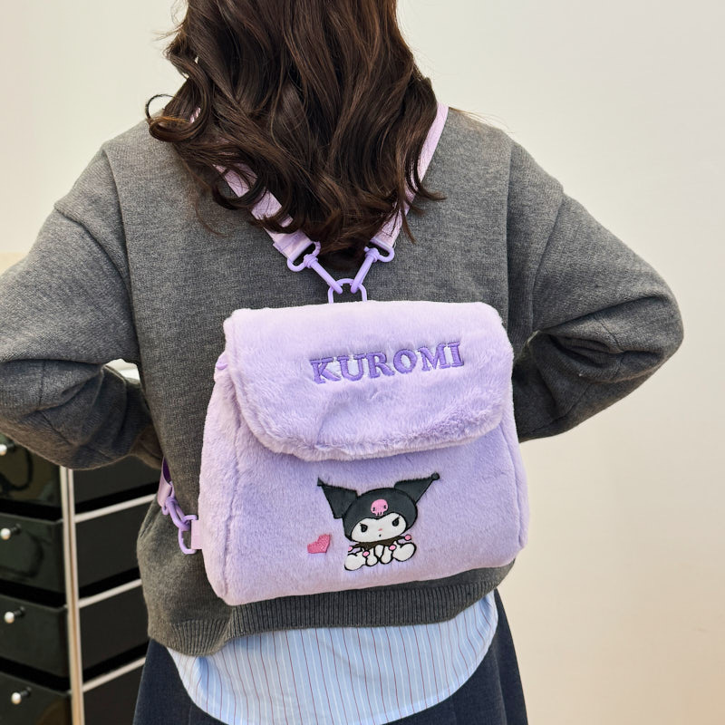 Wholesale of new Sanrio multi-purpose plush toy bags for cross-border use, cute cartoon large-capacity girls' crossbody backpacks Specification drawing