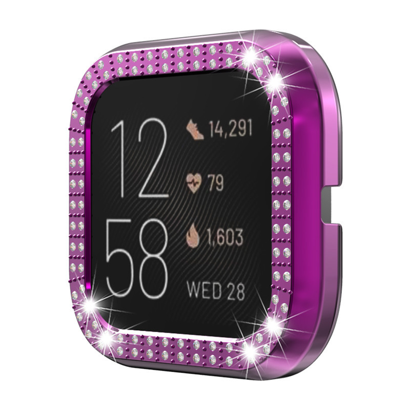 Suitable for fitbit versa2 PC double-row skeletonized diamond-encrusted case, versa2 electroplated protective case with diamond Item Picture