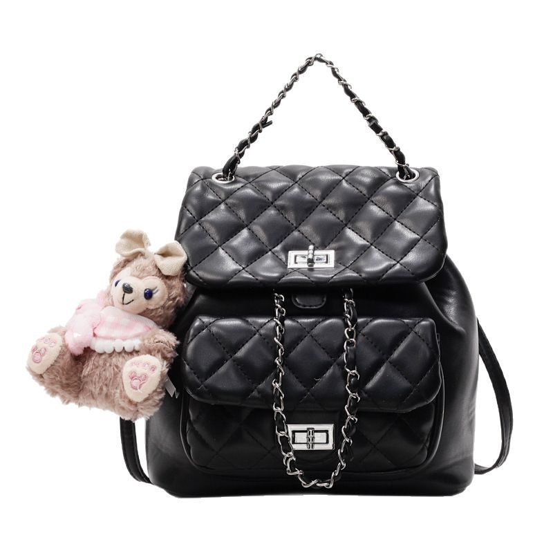 The 2025 new diamond-shaped chain chanel-style small backpack is a fashionable, trendy, versatile and lightweight backpack for women's travel Item Picture