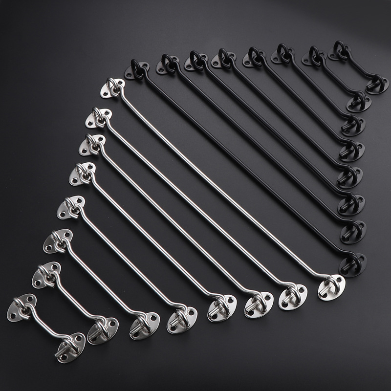 Thickened solid stainless steel hooks, windproof hooks, sliding doors, extended old-fashioned stainless steel tie hooks, window hooks details Picture