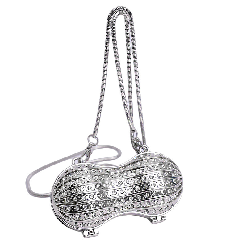 Personalized metal peanut bag 2025 New style European and American fashion niche single-shoulder bag, ladies' crossbody mini mouth red envelope Item Picture