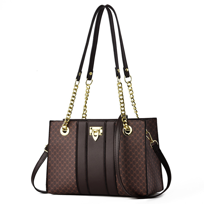 Chain underarm bag 2024, various middle-aged women's bags, large capacity single-shoulder chain bag, color-block handbag, cross-border consignment Item Picture