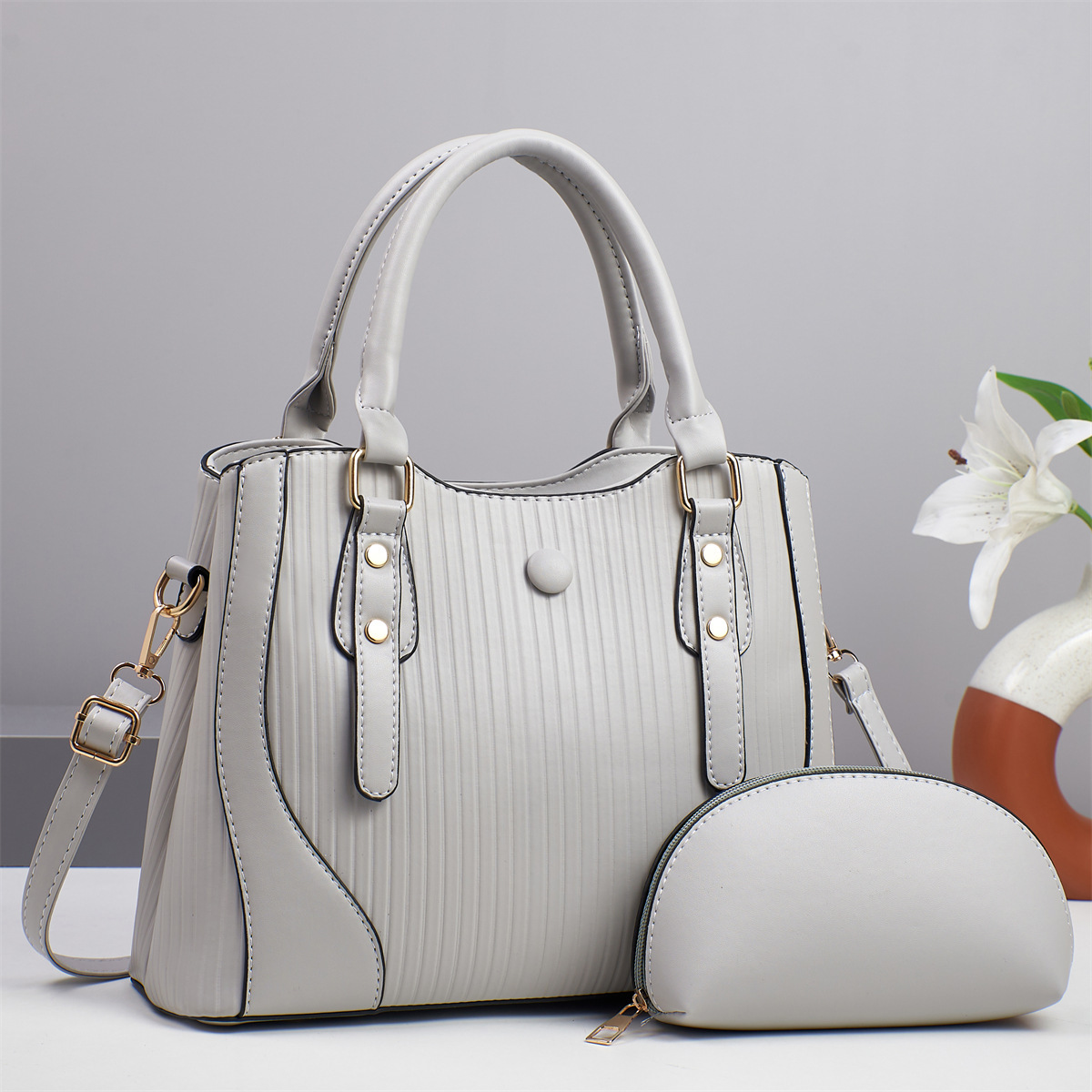 Cross-border 2025 New fashion patchwork women's bag, women's handbag, single-shoulder crossbody bag, steamed bun, mother bag, women's bag Specification drawing