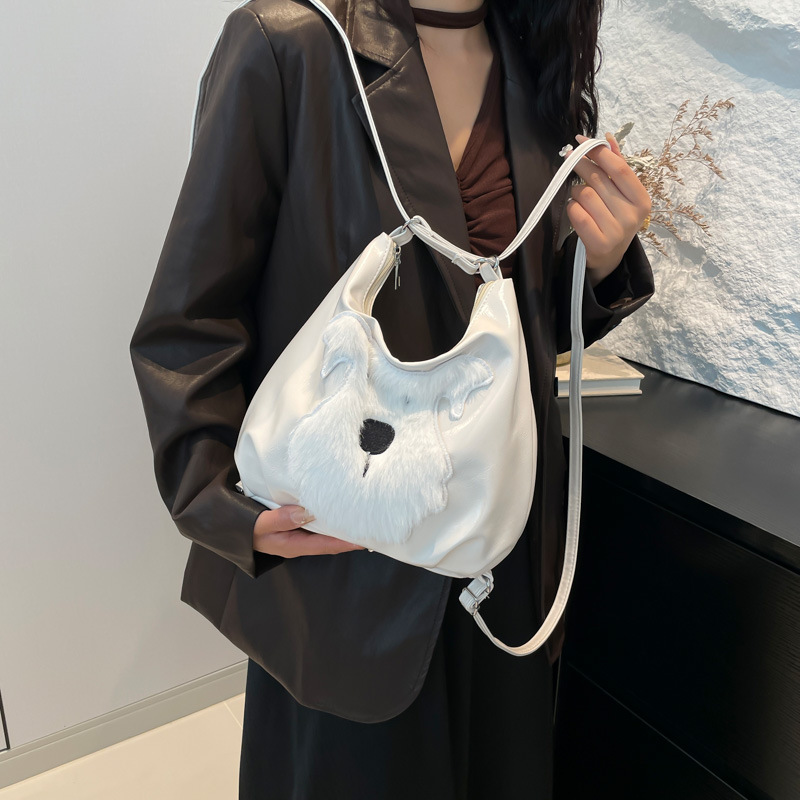 Autumn and winter retro large-capacity women's backpack 2024 new style versatile and cute cartoon dog multi-purpose single-shoulder tote bag details Picture