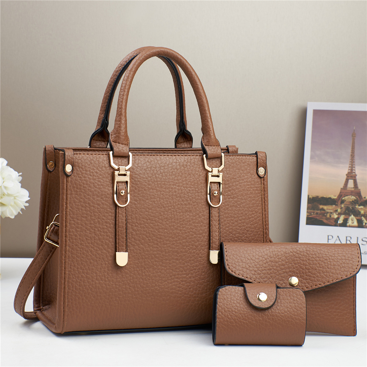 High-end large-capacity handbag for women, 2024 new trendy and fashionable commuter tote bag, versatile single-shoulder crossbody bag Specification drawing