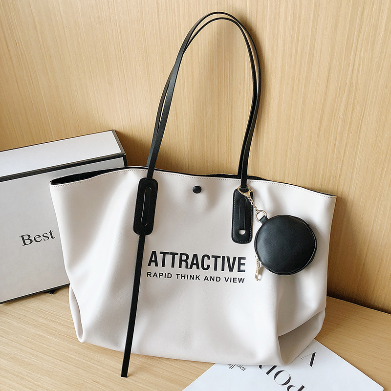 A versatile commuting Tote large bag for women, a new style of fashion for college students in 2025, a large-capacity casual single-shoulder bag full figure