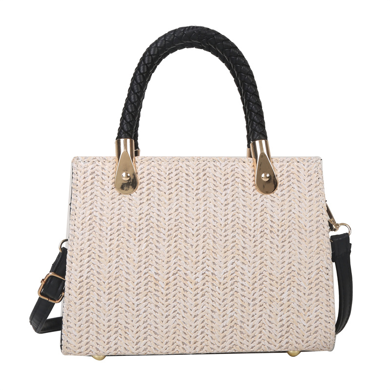 Women's Spring 2023 new trendy and casual style straw woven bag tote bag in solid color, large capacity single-shoulder woven bag Item Picture