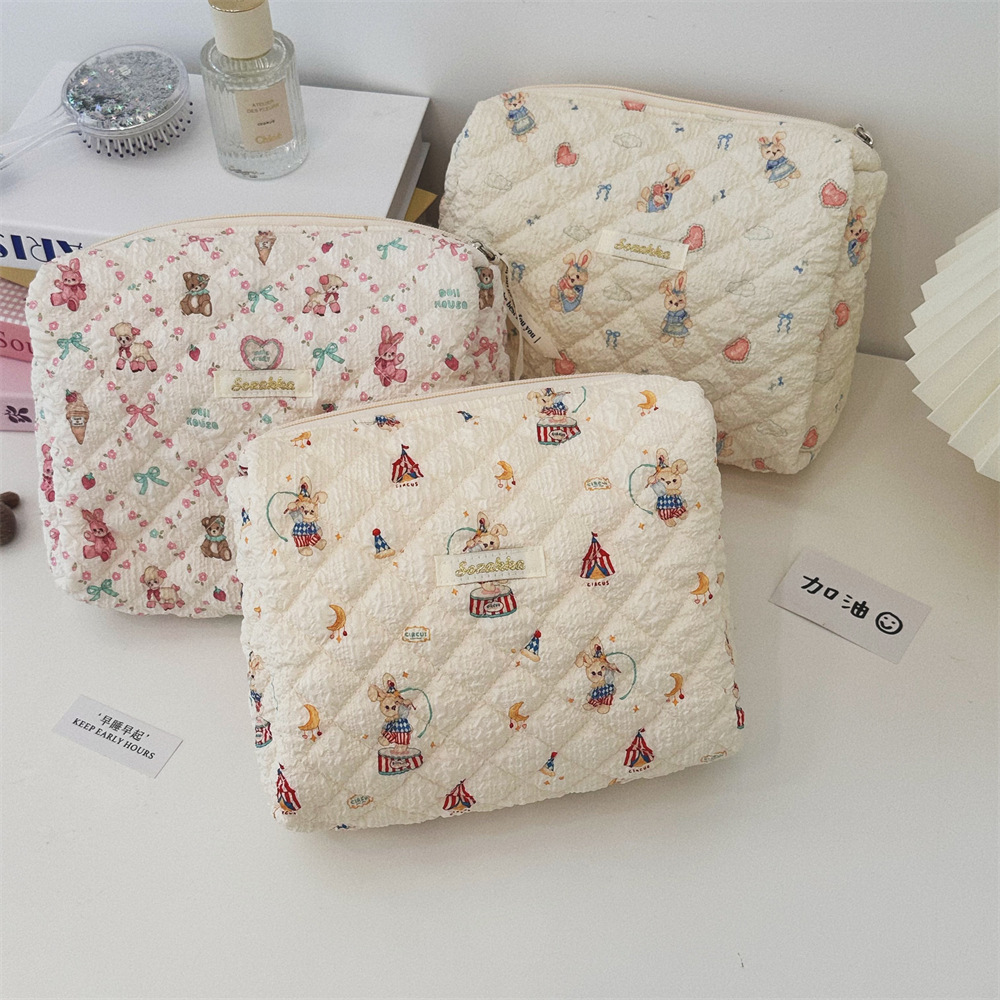 4681 Cute Little Bear Floral Makeup Bag for Women 2024 New Portable large-capacity storage bag for outings details Picture