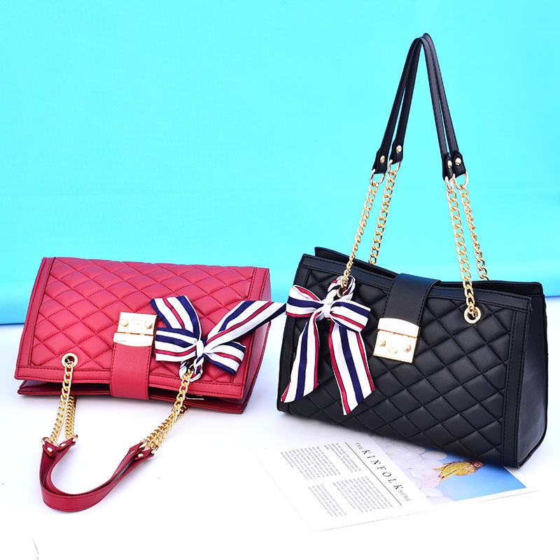 2022 New Style fashionable diamond-shaped chain bag, casual silk scarf crossbody bag, single-shoulder bag, handbag for women details Picture