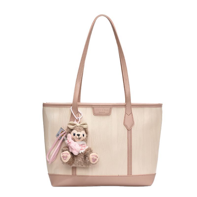 Fashionable color-blocking large-capacity tote bag for women 2025 new style, versatile and high-end solid color soft leather commuting single-shoulder bag Item Picture