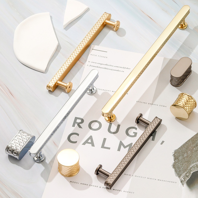 Boxuan Ya Light luxury golden water ripple wardrobe door handle, modern simple and high-end cabinet drawer shoe cabinet handle details Picture