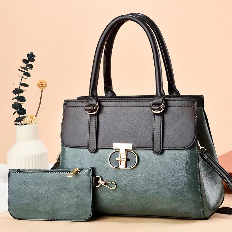Two-piece set 2023 new style fashionable, simple, elegant and retro tote women's bag, Korean style trendy single-shoulder crossbody bag and handbag Specification drawing