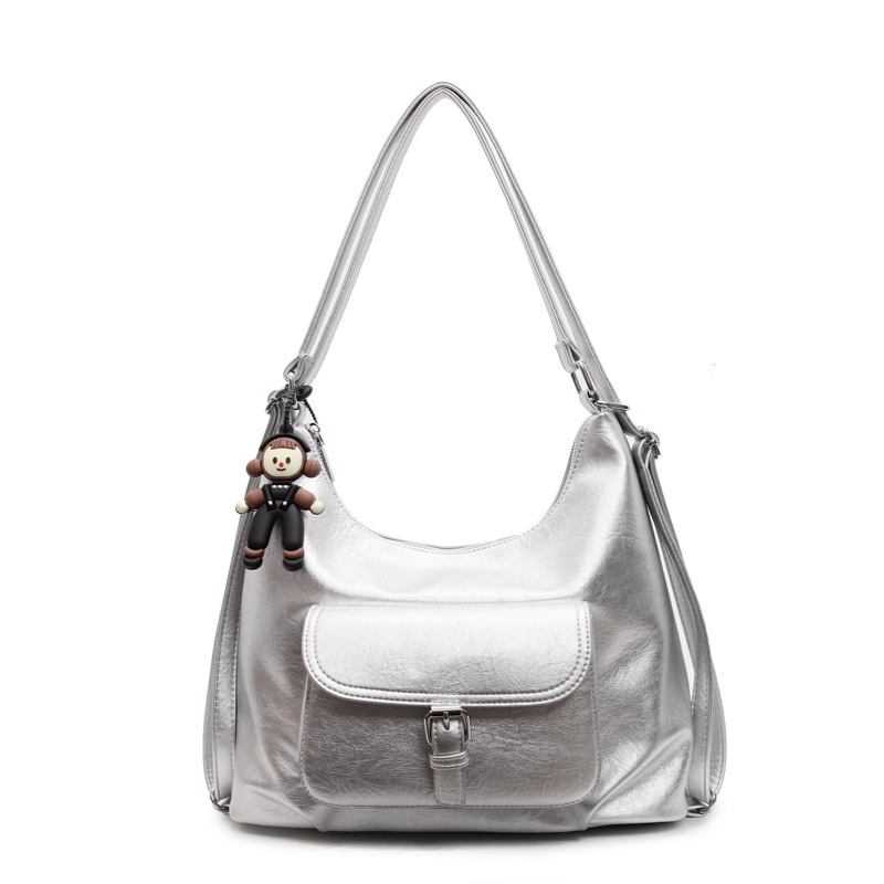 High-end retro soft leather large-capacity women's bag 2025 new style, commuter single-shoulder underarm bag, hand-held tote bag, trendy Item Picture