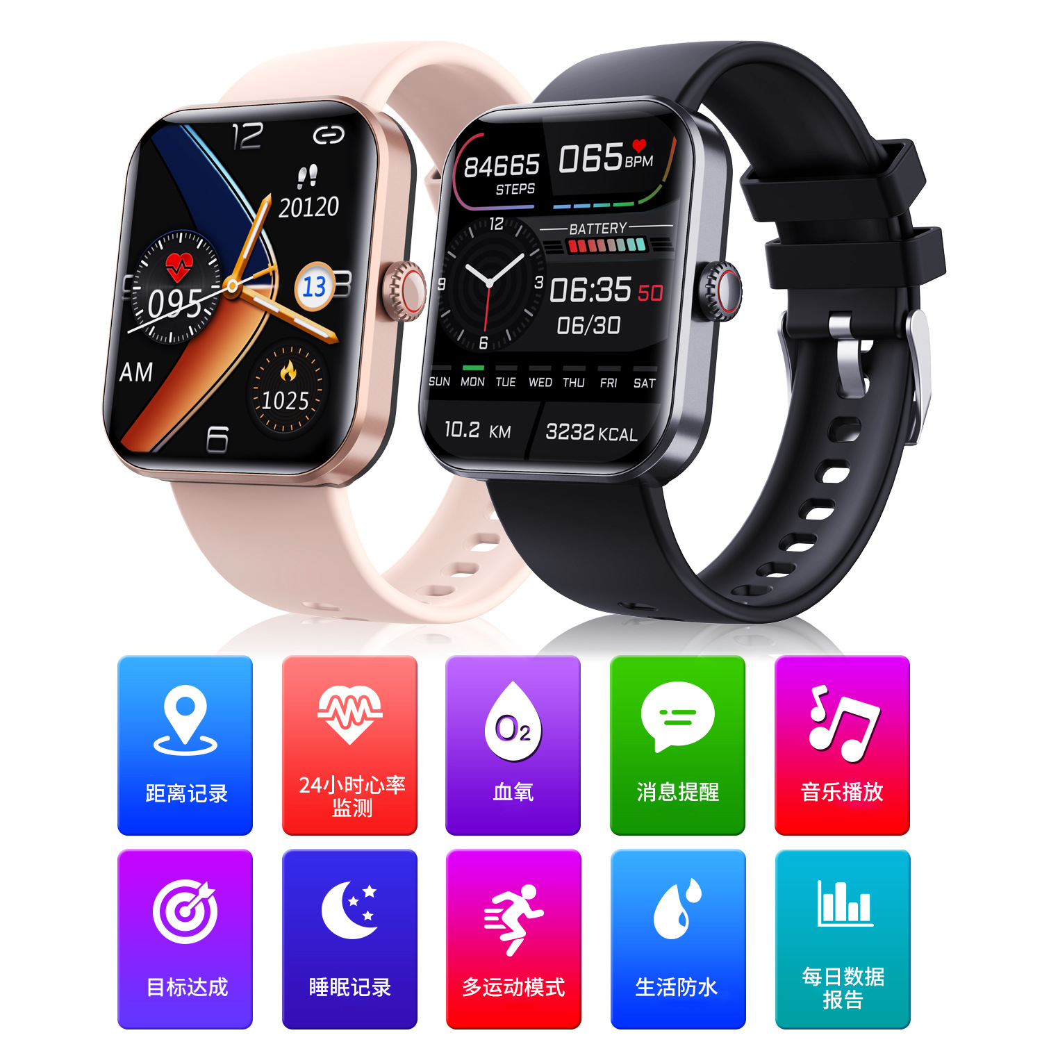 Amazon F57L fitness band, heart rate, blood pressure monitoring, body temperature information push, non-invasive blood sugar measurement, smartwatch details Picture