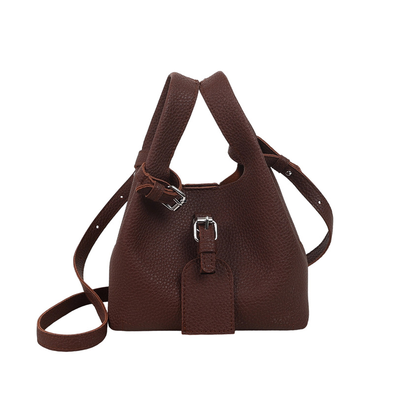 Cross-border retro texture handbag for women 2025 Spring New style, fashionable and simple bucket bag, versatile crossbody bag Item Picture