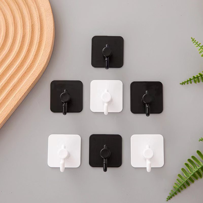 Factory direct sales of plastic, non-perforating acrylic, strong double-sided tape, wall, bathroom, kitchen, coat and hat hooks, single hooks details Picture