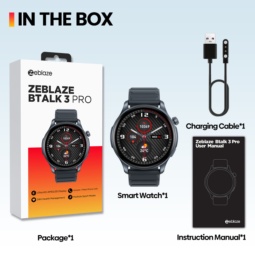 Zeblaze Btalk 3 Pro smartwatch AMOLE display Bluetooth Call Health and Fitness Tracking Item Picture
