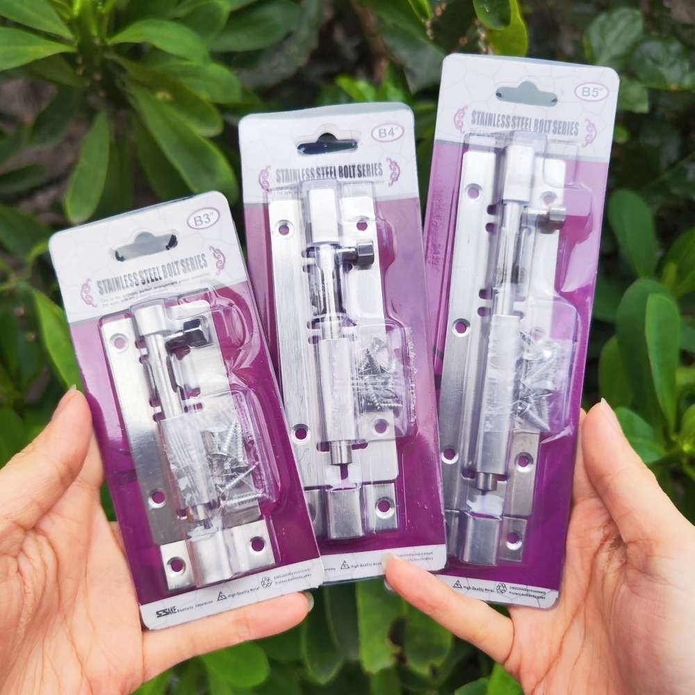 Stainless steel latch, door bolt, door latch, wooden door, anti-theft latch, bathroom, thickened exposed, old-fashioned door latch, safety latch Specification drawing