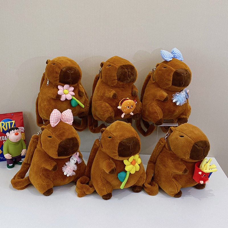 New Capibara Capybara plush cartoon backpack pendant accessory style girlish storage bag Birthday present full figure