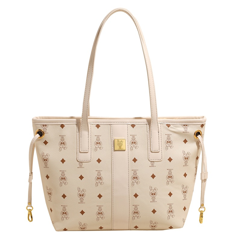 European and American fashion large-capacity shopping bag for women, 2025 new cartoon single-shoulder large bag, retro printed tote bag Item Picture