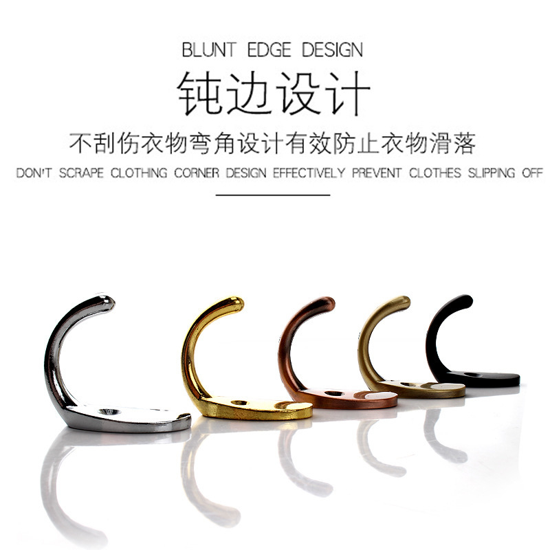 Single black zinc alloy hanging clothes hook for bedroom wall, vintage hanging clothes hook wholesale, single hook for clothes and hats details Picture
