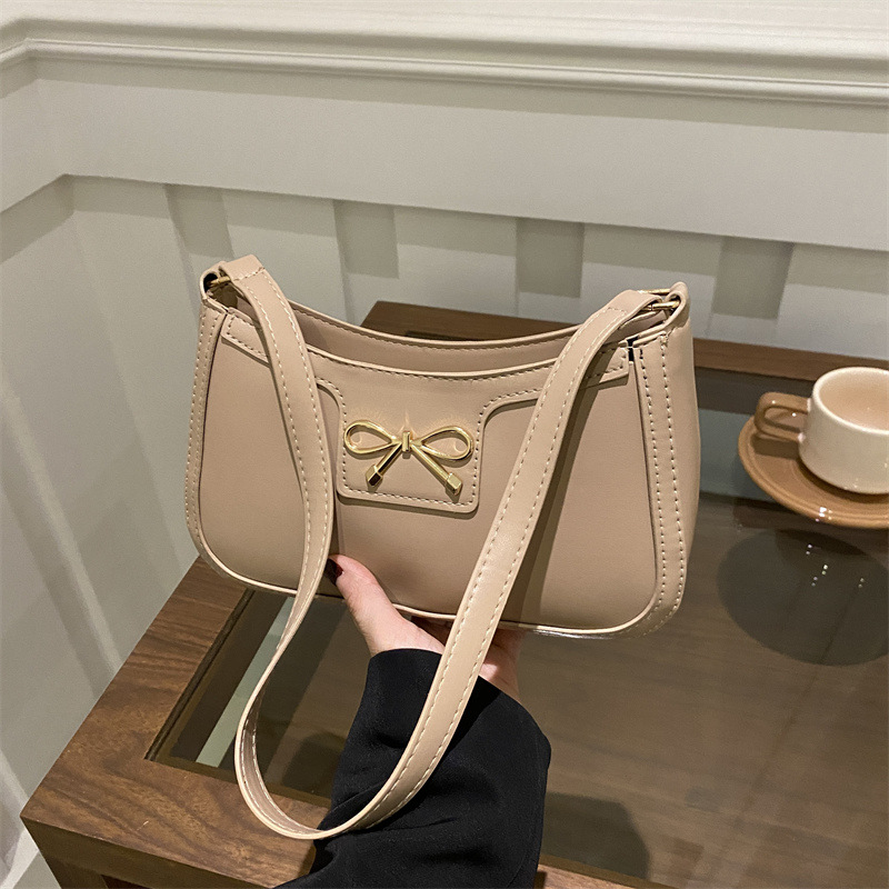 Spring fashion bow small bags for ladies 2025 New stylish underarm crescent bag, versatile and high-quality crossbody bag full figure