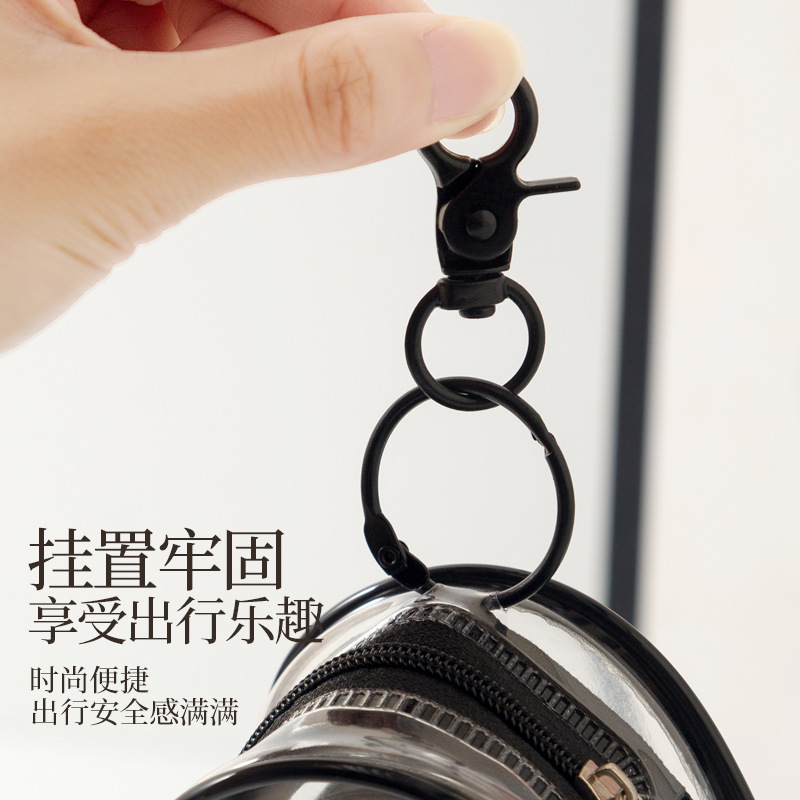Hook data cable storage bag, PVC transparent external winding cable, digital charger visual organization, earphone storage bag Specification drawing