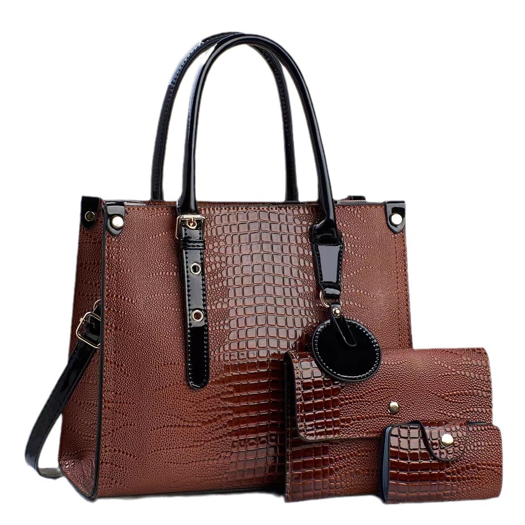 2024 Tote bag Large bag High-end women's handbag, foreign trade women's bag large capacity pu crossbody women's bag three-piece set Item Picture