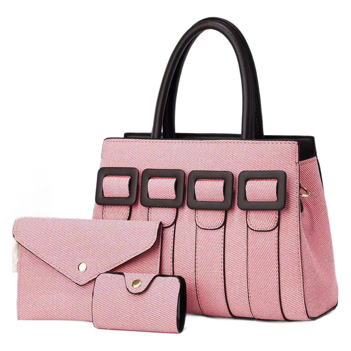 Large-capacity cross-border large bag, single-shoulder crossbody, high-quality women's buns, mother's bag, new three-piece handbag set for women, simple and elegant Item Picture