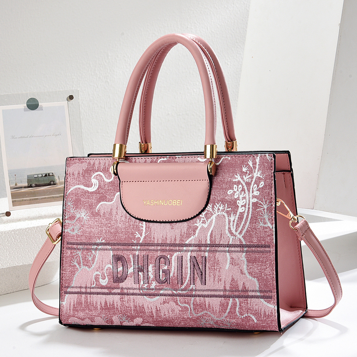 Korean trendy tote bag 2025 New style, fashionable and casual, large-capacity single-shoulder bag, high-end women's bag wholesale Specification drawing