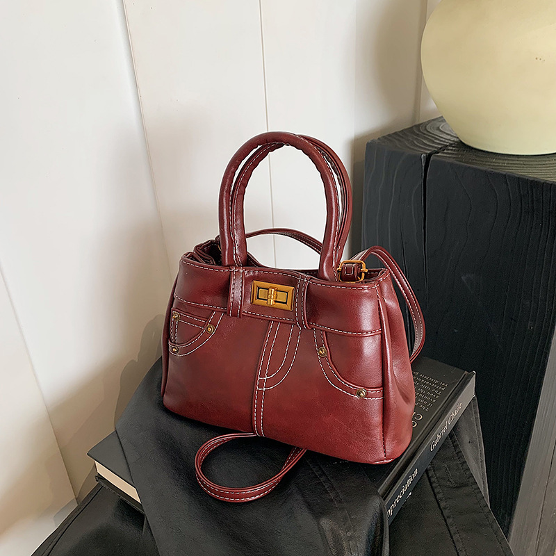 Korean retro handbag, high-end and simple commuting single-shoulder bag, new 2025 women's niche design crossbody bag Specification drawing