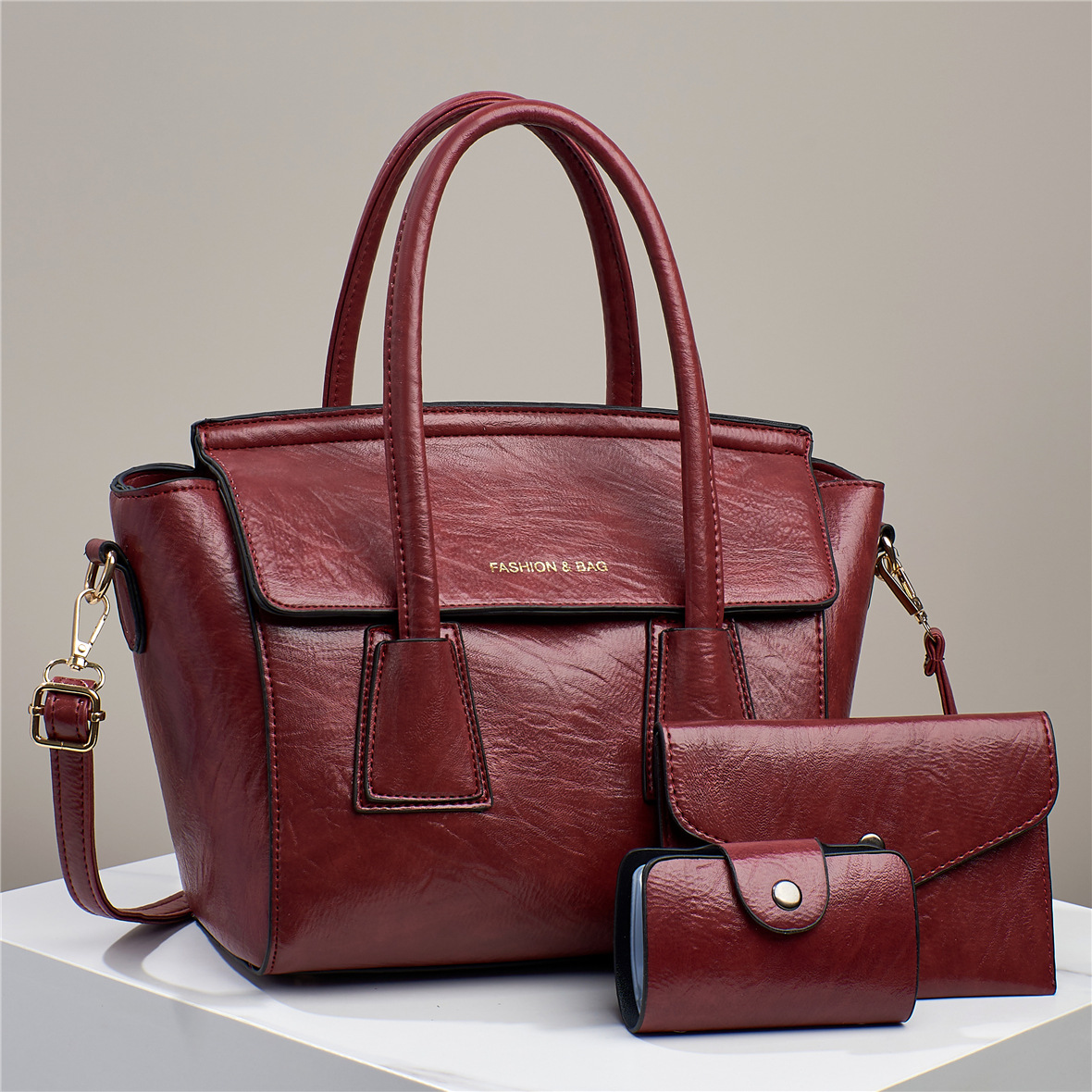 Women's bag 2023 Summer New three-piece set mother and child bag, trendy and fashionable, large-capacity handbag, single-shoulder crossbody mom bag Specification drawing