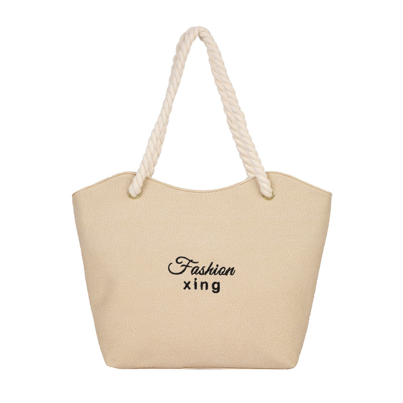 Fashionable straw woven letter tote bag 2025 summer new single-shoulder bag Casual ins forest-style beach bag women's bag Item Picture