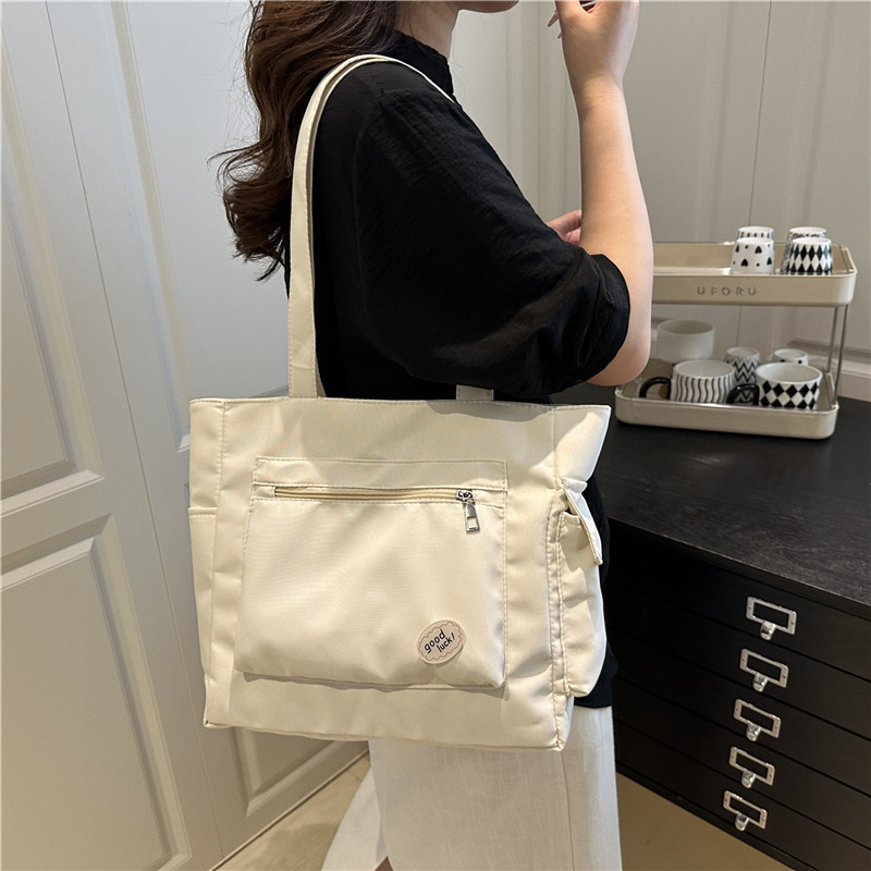 Lazy style large-capacity canvas bag for girls 2025 new fashion student computer bag for class, single-shoulder hand-held tote bag details Picture