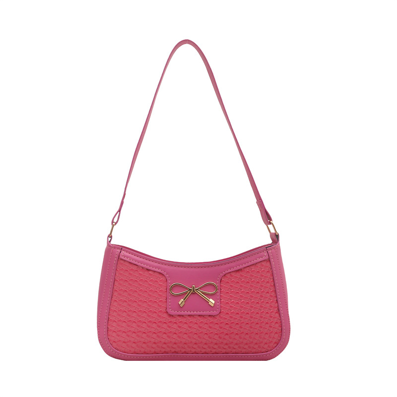High-quality and fashionable bow hand-held small square bag for women, 2025 new commuter single-shoulder bag, crocodile pattern women's underarm bag Item Picture