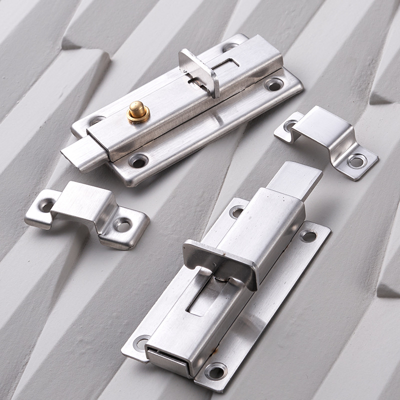 Stainless steel automatic spring latch, room door button, anti-theft door bolt latch, thickened self-spring latch for bathroom door details Picture