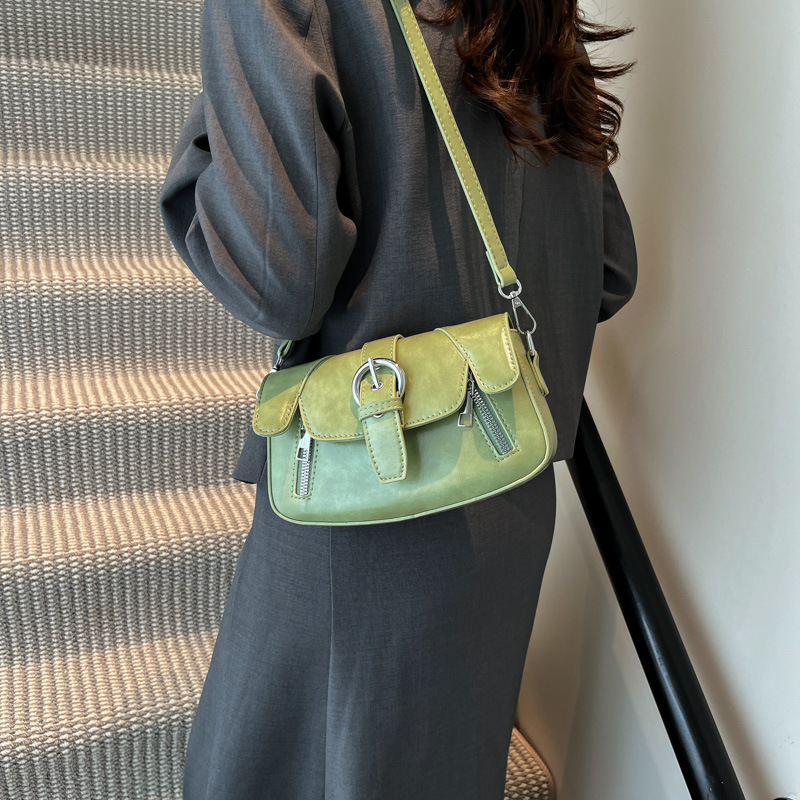 Cross-border foreign trade women's 2025 new style niche retro single-shoulder underarm bag, casual and stylish crossbody small square bag Specification drawing
