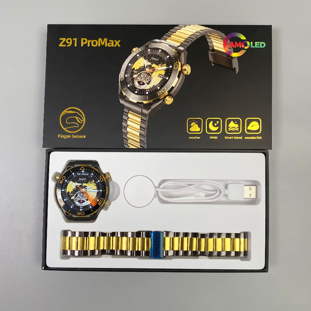 The cross-border bestseller Z91 PROMAX smartwatch features Bluetooth calls, local music, and an AMOLED outdoor sports watch details Picture