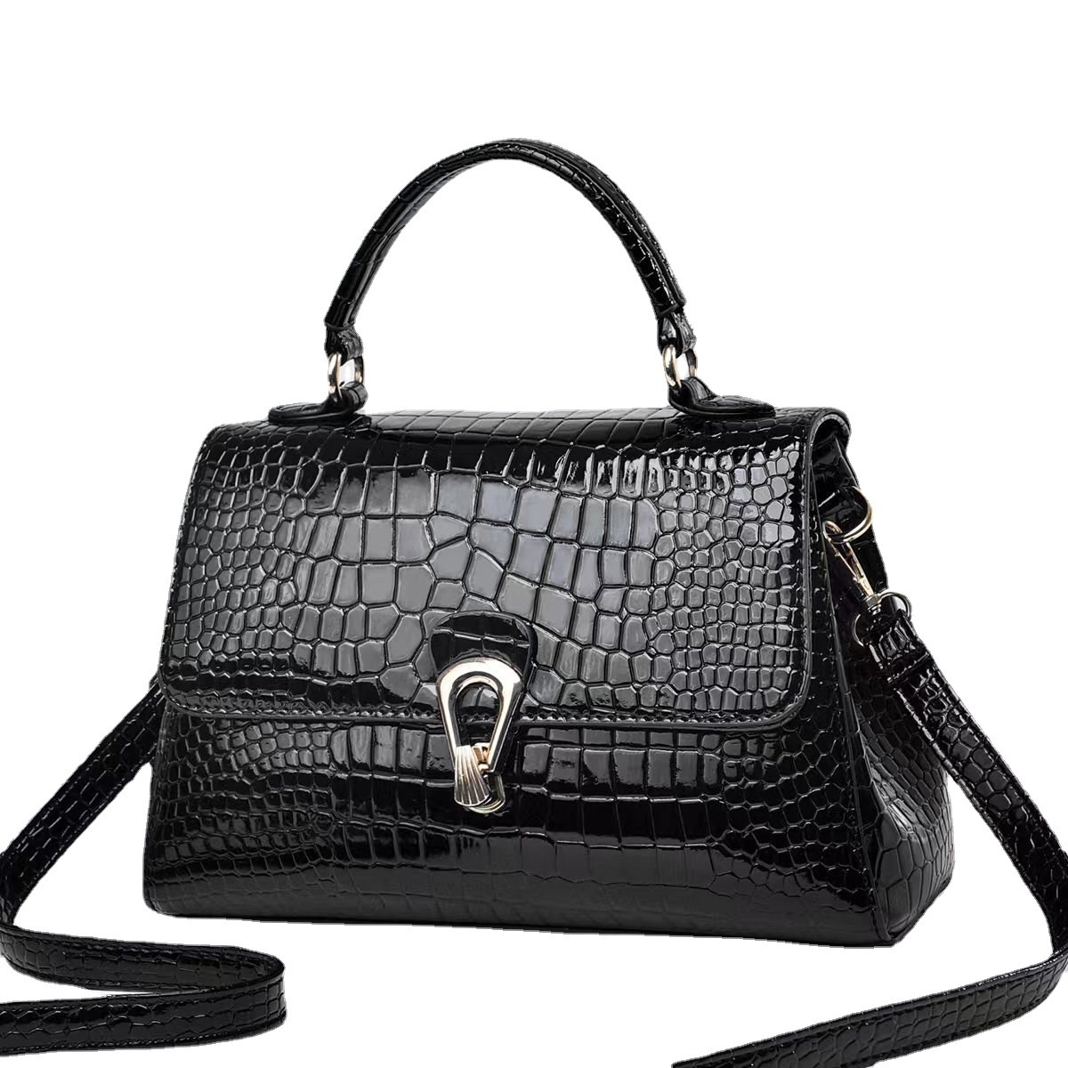 High-end women's bag with large capacity and crocodile pattern, 2023 new style women's crossbody bag, fashionable and elegant, versatile French small bag Item Picture