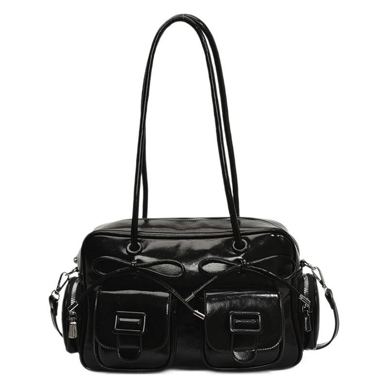 Korean version bow underarm bag for women 2025 new style stylish commuting single-shoulder bag, niche design double-pocket pillow bag Item Picture