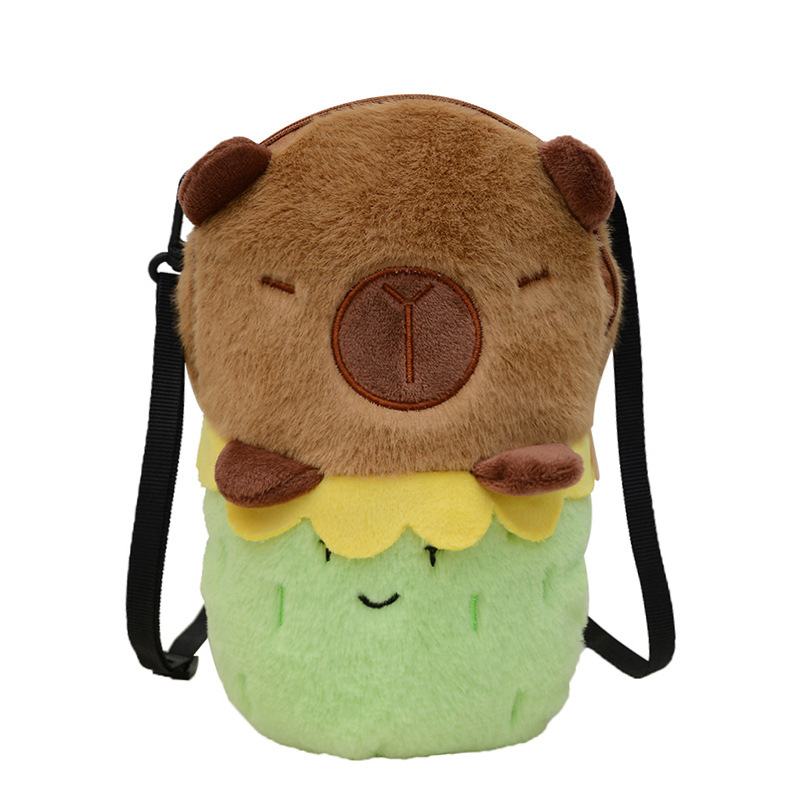 New cartoon plush bag, Capibara cute capybara doll, single-shoulder crossbody, girlish coin purse wholesale Item Picture