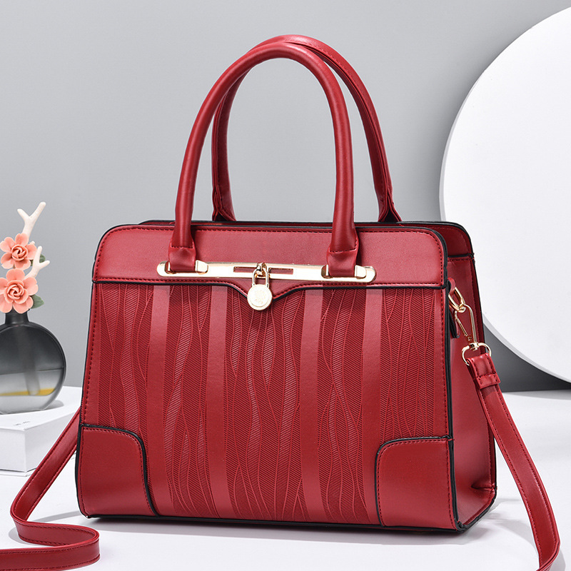 Middle-aged women's bag, mom's bag, 2023 new trendy large-capacity red bag, wedding bag, simple and casual handbag Specification drawing