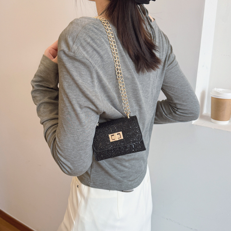 A mini shiny diamond handbag with a high-end Korean style, a chain crossbody small bag, and a versatile commuting bag for women Specification drawing
