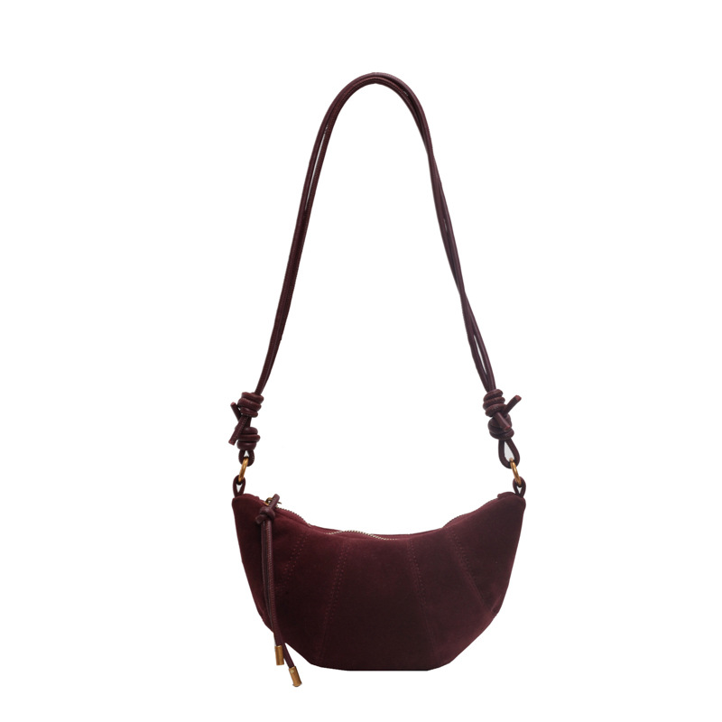 A niche retro and fashionable frosted dumpling bag for women, 2024 new casual single-shoulder crossbody bag, versatile commuter croissant Item Picture